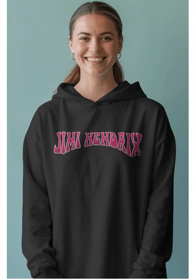 Sevbano Jimi Hendrix Efsane Şarkıcı Sırt Baskılı Unisex Oversize Penye Ho Siyah