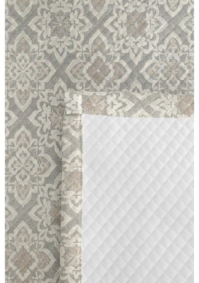 Gri Etnik Geometrik Tek Kişilik Pike Takımı - Bej Bohem Kapitone Mevsimlik Yatak Örtüsü 160x220 Cm Melez Halı Aurası
