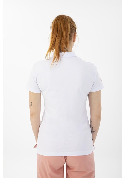 Maraton Sportswear Regular Kadın Polo Yaka Kısa Kol Basic Beyaz T-Shirt 19020-Beyaz