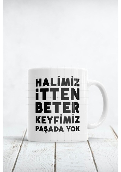 Halimiz Itten Beter Baskılı Kupa Bardak Beyaz