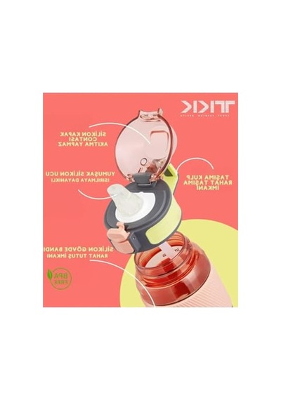 800 Ml Taşıma Kulplu Su Matarası, Pembe Renk Ve Ölçü Skalası 0