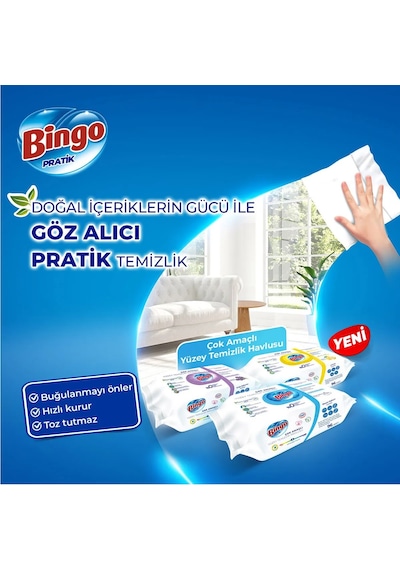 Bingo Clean Yüzey Temizlik Havlusu Lavanta Kokulu Beyaz 12 x 96 Yaprak