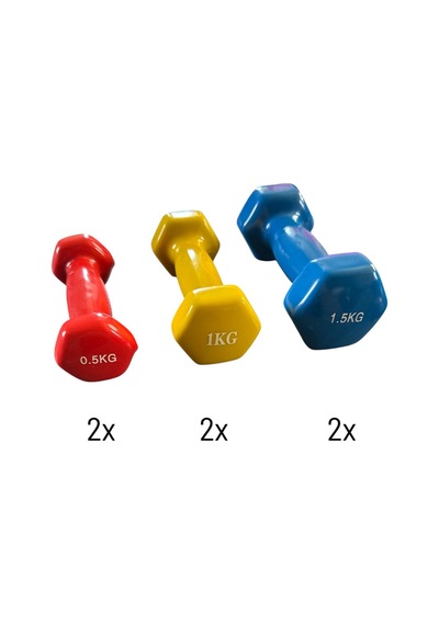 6 Kg Vinly Kaplı Dipping Dumbbell Set Kadınlar İçin Çantalı Dambıl Set 0,5 Kg, 1 Kg, 1,5 Kg