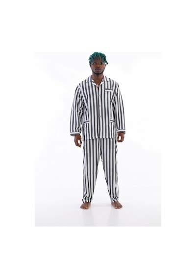 Kocabey 4007 Uzun Kol Çizgili Gaffur Erkek Pijama Takım Mavi