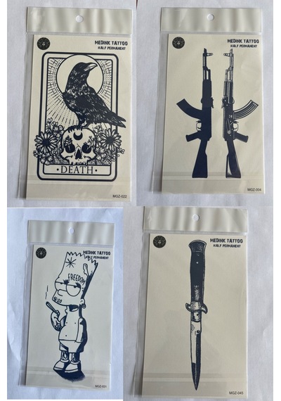 Mücadele 4 Adet Birden3 Hafta Kalıcı Geçici Yapıştırma Dövme 18x11 Cm
