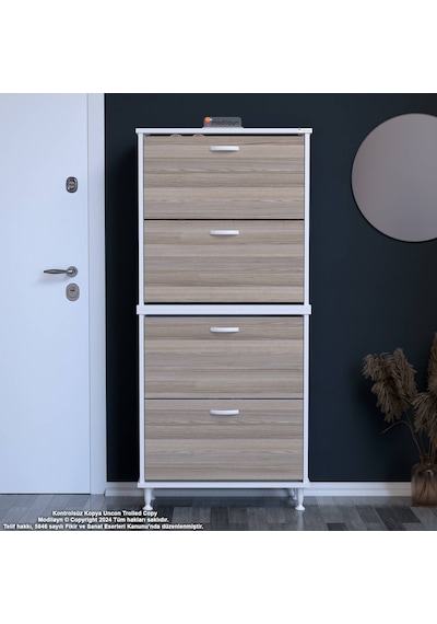 Modilayn Umay' 2 Li Antre Hol 72 X 160x 25, 5 Cm Lik 4 Düşer Kapak 8 Göz Raf Bölmeli Ayakkabılık Açık Gri Modilayn Umay' 2 Li Antre Hol 72 X 160x 25, 5 Cm Lik 4 Düşer Kapak 8 Göz Raf Bölmeli Ayakkabılık Açık Gri