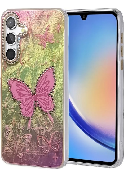 Newface Samsung Galaxy A34 5g Kılıf Blade Aynalı Desenli Kapak - Desen 5 Pembe