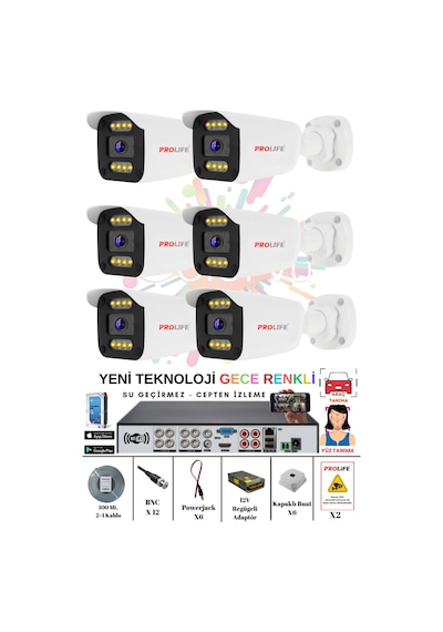 6 Kameralı Gece Renkli 8 Adet Warm Ledli Yeni Nesil 5 Mp Kuruluma Hazır Güvenlik Kamerası Seti 6 Kameralı Gece Renkli 8 Adet Warm Ledli Yeni Nesil 5 Mp Kuruluma Hazır Güvenlik Kamerası Seti