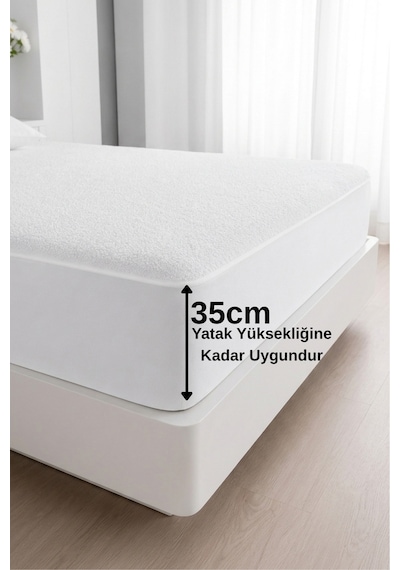 Terry Fitted Pamuklu %100 Sıvı Geçirmez Yatak Koruyucu Full Kenar Alezi Tek/çift Kişilik/bebek/çocuk Beyaz