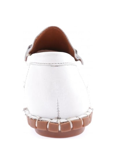 Dgn 600-23y Kadin Dikiş Detayli Metal Tokali Loafer Ayakkabi 600-2109-R0198 Beyaz