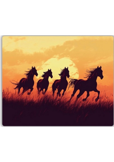 Gün Batımında Koşan Atlar Baskılı Mouse Pad 18x22 Cm