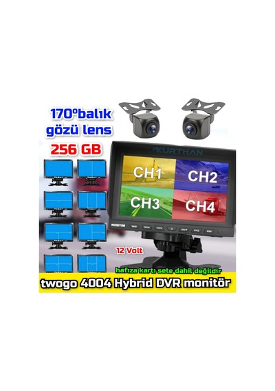 7 İnç Hybrid Dvr Monitör Ve 2 Adet170 Derece Açılı Kamera Set12v