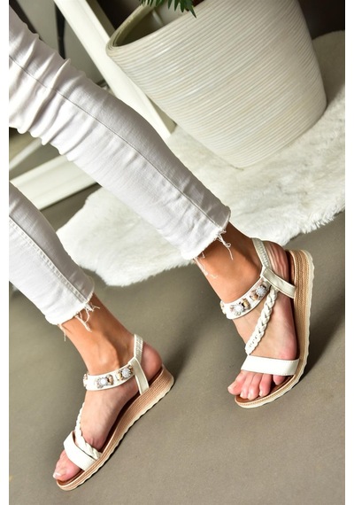 Fox Shoes M258313409 Beyaz Kadın Sandalet