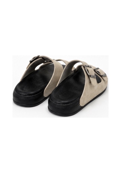 N Napa Shoe Pld.5002k.bej Napa Shoe Kadın Çift Tokalı Comfort Terlik Bej / Siyah Taban