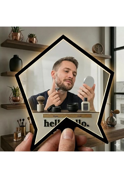 Kırılmaz Pleksi El Aynası 10x10cm - Çanta Boyu Geometrik Tasarım - Kadın & Erkek Bakım Aynası Diğer