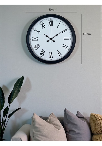 Siyah Klasik & Şık 40 Cm Metal Duvar Saati Diğer