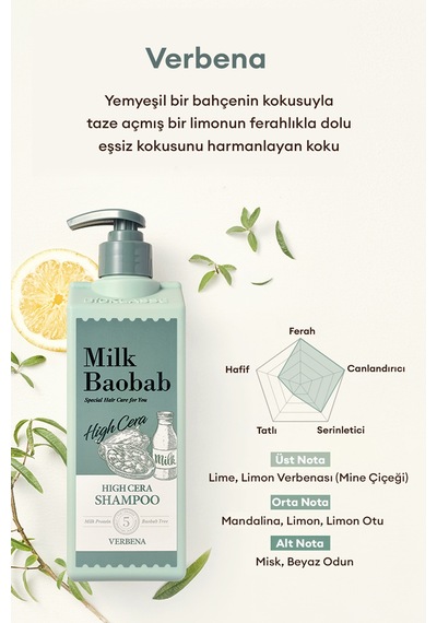 Kuru Saçlara Özel Yoğun Nemlendirici Şampuan Mılk Baobab High Cera Shampoo Verbena