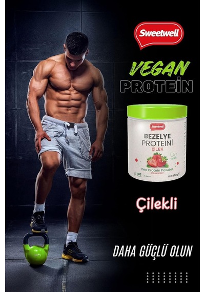 Çilek Aromalı Vegan Bezelye Proteini Tozu 400 Gr X 3 Adet -%83 Protein Içerir Pae Protein Powder Ahududu