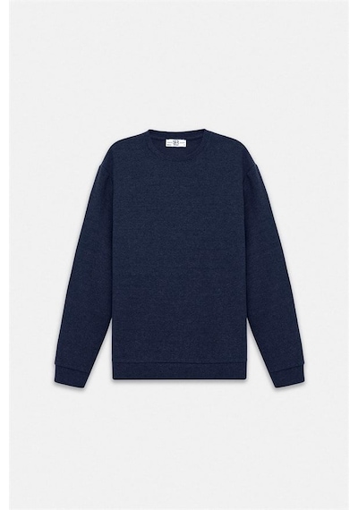 Süvari Lacivert Regular Düz Baskısız Selanik Bisiklet Yaka Sweatshirt Ssw2013700003-m09