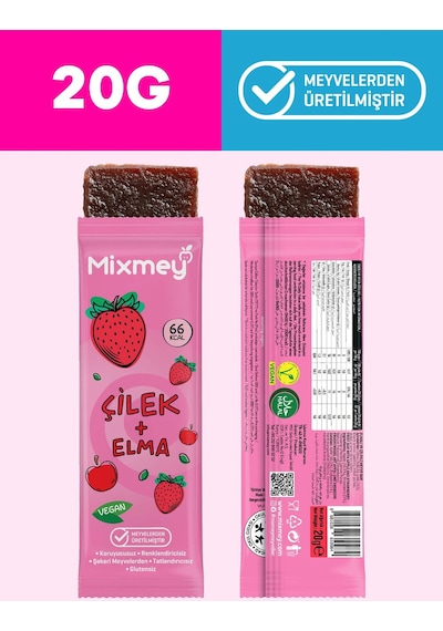 Mixmey Çilek Meyve Barı 24 Adet | Atıştırmalıklar – Vegan, Glutensiz, Koruyucusuz (20GR X 24 ADET) Mixmey Çilek Meyve Barı 24 Adet | Atıştırmalıklar – Vegan, Glutensiz, Koruyucusuz (20GR X 24 ADET)