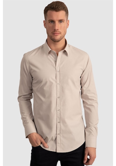 Tudors Slim Fit Dar Kesim Tery Cotton Erkek Gömlek-23364 Taş Tudors Slim Fit Dar Kesim Tery Cotton Erkek Gömlek-23364 Taş