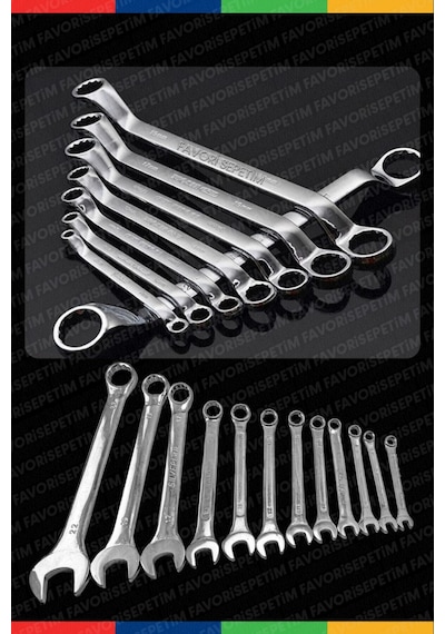 Profesyonel Güçlü Sağlam Chrome Vanadium Çelik 12 Parça Kombine Açık Ağız-yıldız Anahtar Takım Seti