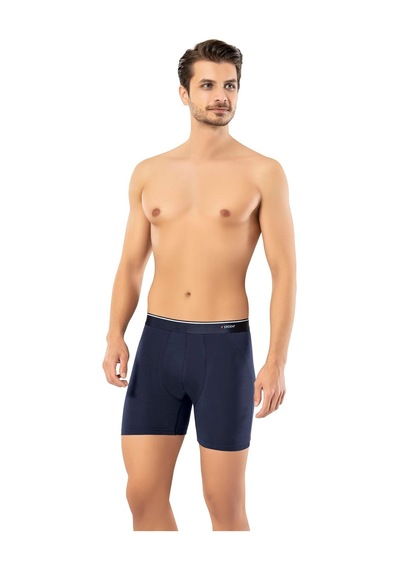 Erdem Lacivert 3'lü Pamuk Elastan Uzun Boxer 1470 Lacivert