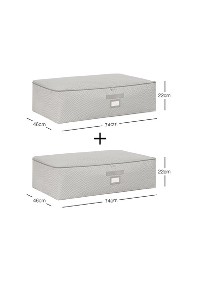 Ocean Home Textile 2'li Mega Boy Gri Balıksırtı Baza Altı Hurç Set 74 X 46 X 22 Cm Altın