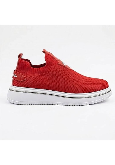 Daytex 1111 Erkek Slip-on - Full Triko Örgü Sportif Kalın Eva Taban Sneaker Kırmızı