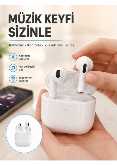 Beyaz Bluetooth Kulaklık