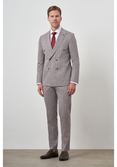 Morven Erkek Vizon Keten Trend Kruvaze Slim Fit Sivri Yaka Takım Elbise 25ys001002405 Vizon Morven Erkek Vizon Keten Trend Kruvaze Slim Fit Sivri Yaka Takım Elbise 25ys001002405 Vizon