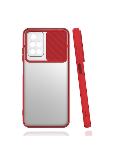 Noktaks - Xiaomi Uyumlu Xiaomi Redmi 10 - Kılıf Slayt Sürgülü Arkası Buzlu Lensi Kapak - Lila T19682 Lila