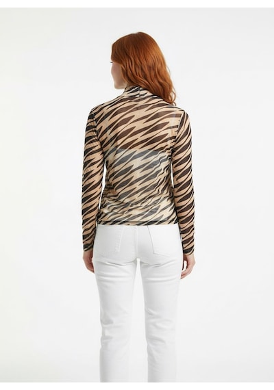 Neden Tekstil Kadın Transparan Zebra Desenli Uzun Kollu Yarım Balıkçı Yaka Bluz - Kahverengi Neden Tekstil Kadın Transparan Zebra Desenli Uzun Kollu Yarım Balıkçı Yaka Bluz - Kahverengi