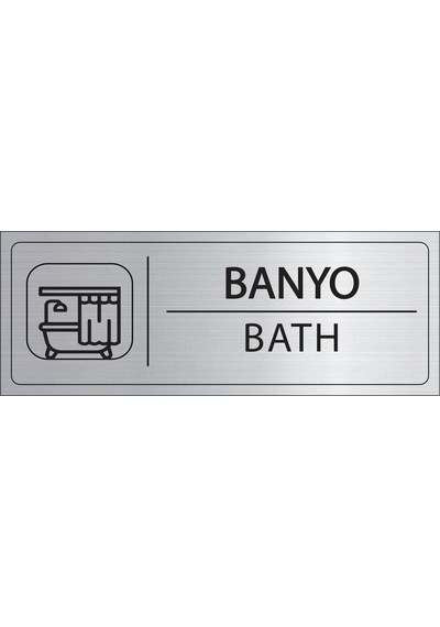 Mayeka Banyo İsimlik Gümüş Metal Kapı İsimliği Levhası Yönlendirme Tabelası