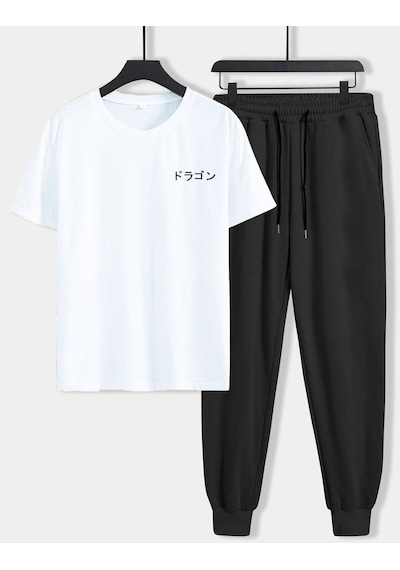 Dragon Beyaz T-shirt Siyah Eşofman Altı Jogger- Baskılı Alt Üst Eşofman Takım Oversize Bisiklet Yak Beyaz Siyah Dragon Beyaz T-shirt Siyah Eşofman Altı Jogger- Baskılı Alt Üst Eşofman Takım Oversize Bisiklet Yak Beyaz Siyah