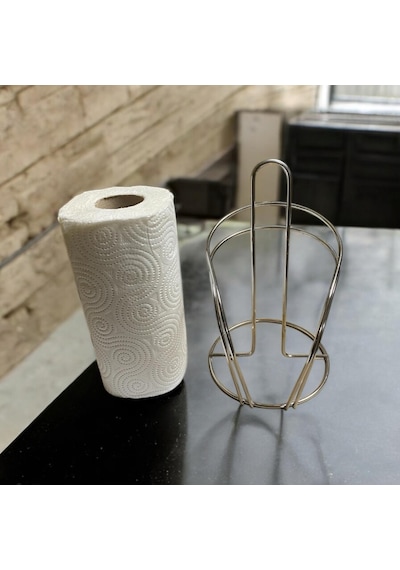 Gümüş Renkli Metal Kağıt Havluluk - Tezgah Üstü - Mutfak/banyo - Spiral Tasarım Gümüş