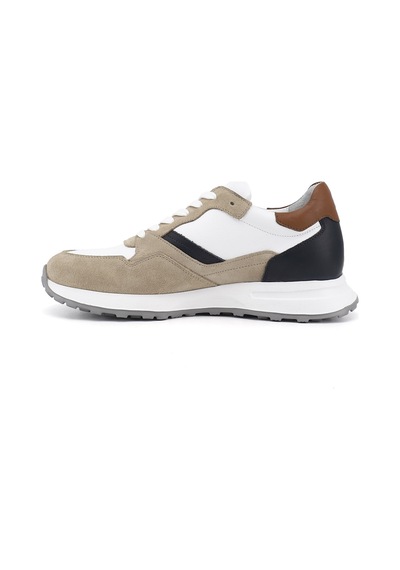 Diğer Erkek Beyaza Bej Süet Bağcıklı Hakiki Deri Comfort Sneaker Ddma80338310