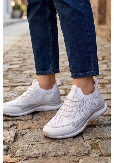 In Step Air-mesh Esnek Örgü Günlük Kadın Spor Ayakkabı - Beyaz