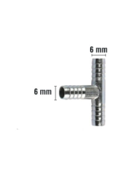 Rakor Metal T Tip Hortum İçin 6mm 2 Adet 5"