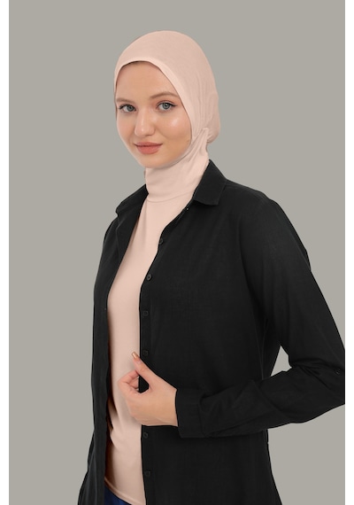 Sonbaharmoda Kadın Uzun Kollu Body Boyunluklu Boneli Tam Badi Boğazlı Likralı Penye Bej