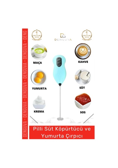 Premium Çelik Uçlu Pilli Kahve Sos Krema Mama Süt Köpürtücü Yumurta Çırpıcı Mini Mikser Çok Renkli