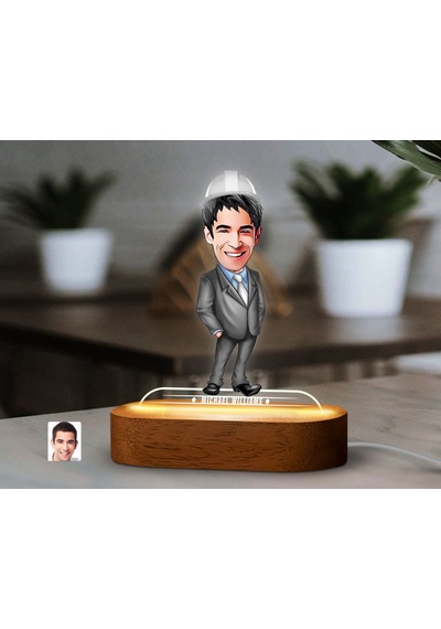 Bk Gift Kişiye Özel Mühendis Karikatürlü Dekoratif 3d Biblo Led Işıklı Gece Lambası-1, Arkadaşa Hediye Kobitmeyen138323 Bk Gift
