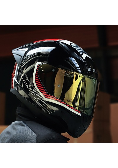Sarı Cam + Ls2 Rapid 2 Race Extra Kask Beyaz - Kırmızı