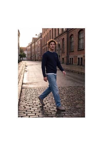 Jack & Jones Jprblualves Structure Sweat Crewneck Lacivert