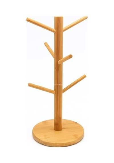 Tr Ahşap Bambu Kupa Bardak Askısı 6'li Stand Doğal Mutfak Tezgahı İçin Kupa Standı Bardak Tutucu Modern Dekorati Diğer