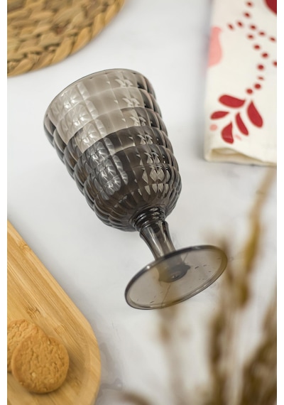 Allegra Füme Kadeh Bardak - 450 Ml Tekli Akrilik Malzeme - Cam Değildir Kırılmaya Dayanıklı
