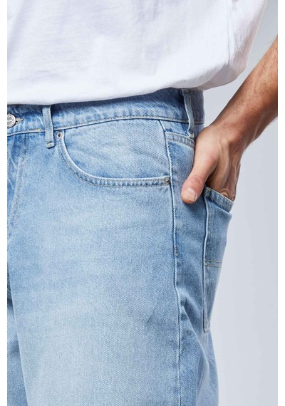 Cedy Denim Cedy Denım Yüksek Kalite Erkek Yüksek Bel Baggy Skater Jean Açık Mavi