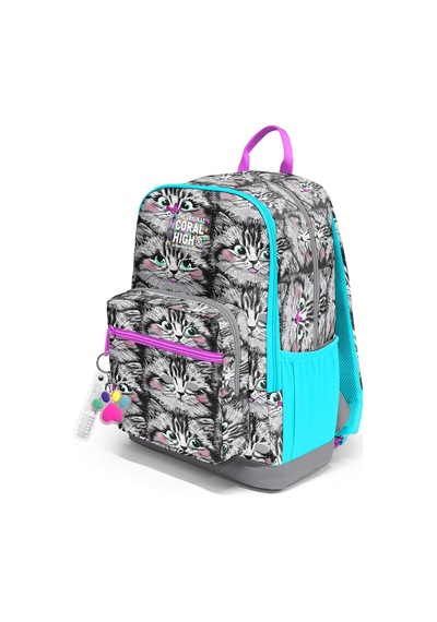 Coral High Gri Kedi Desenli Okul Sırt Çantası 23638
