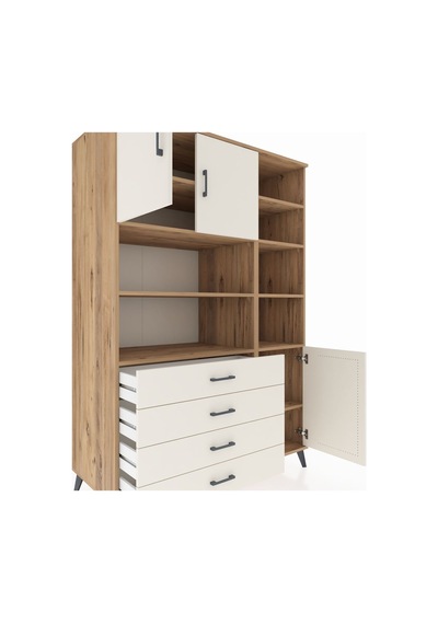 Kronos Dolap 9 Raflı 4 Çekmeceli 3 Kapaklı 132x59x195 Çam-ayt... Çam