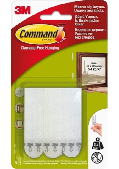 3M Command 17201 Orta Boy Cırt Bant (4 Çift)